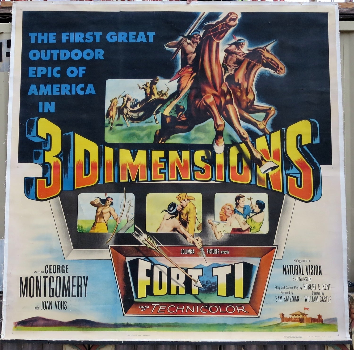 Six Sheet Linen Mounted "Fort Ti" 1953 Movie Poster