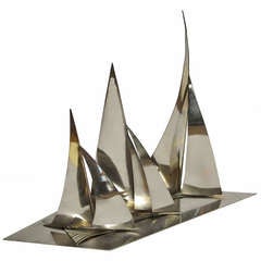 Art Deco Sailboats Sculpture by Karl Hagenauer