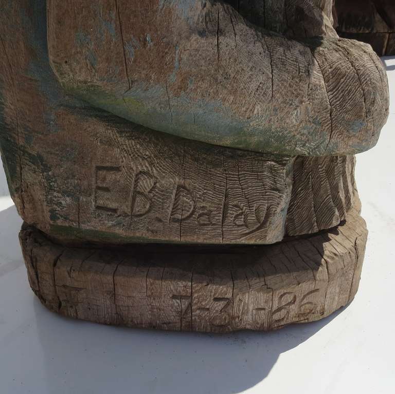Carved Monumental Pair of NW Pacific Totem Poles
