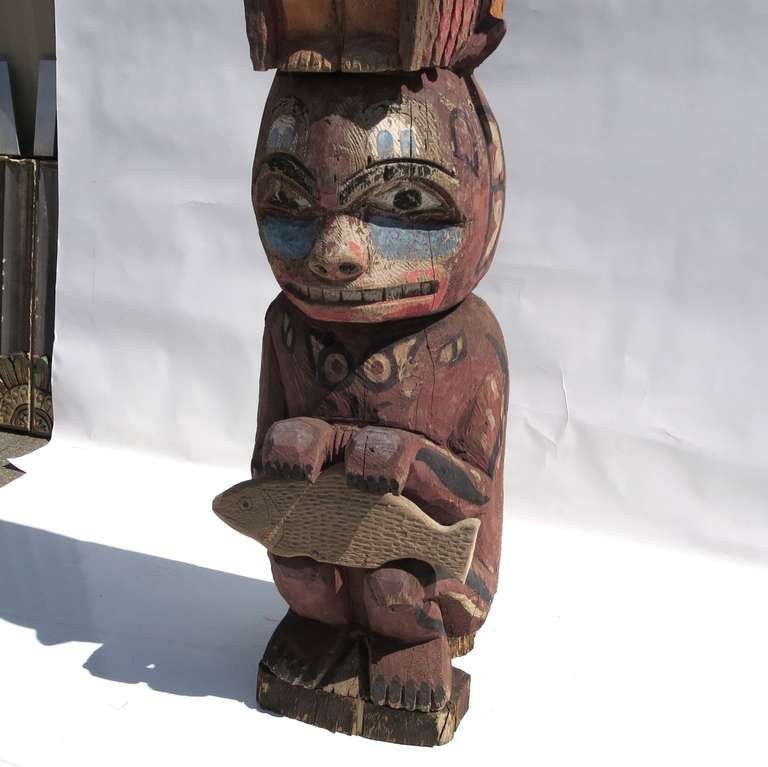 Wood Monumental Pair of NW Pacific Totem Poles