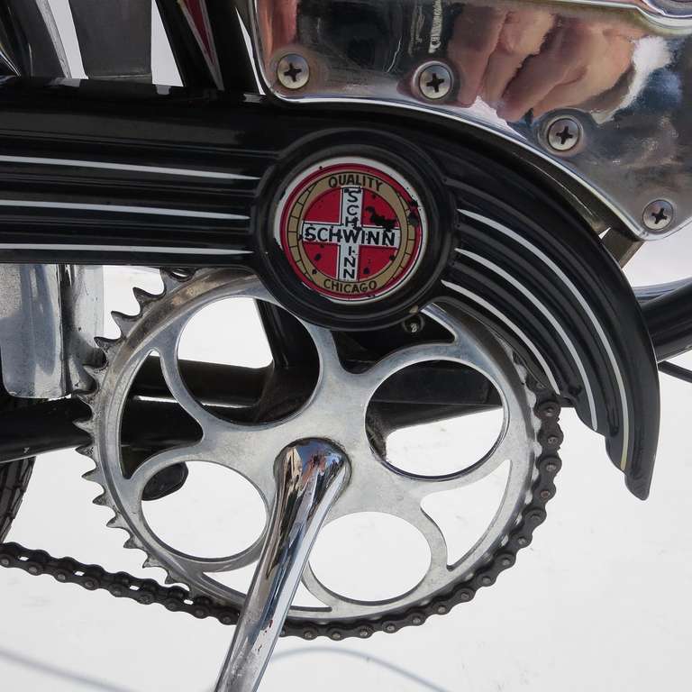 Peint Schwinn - Bicyclette Phantom noire à moteur, années 1950