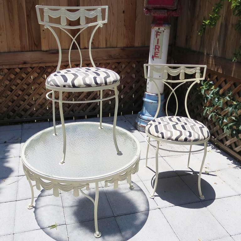 American 1950's Hollywood Regency Painted iron Patio Cocktail Set