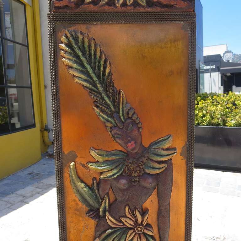 Exotic Jungle Themed Copper Planter In Good Condition In North Hollywood, CA