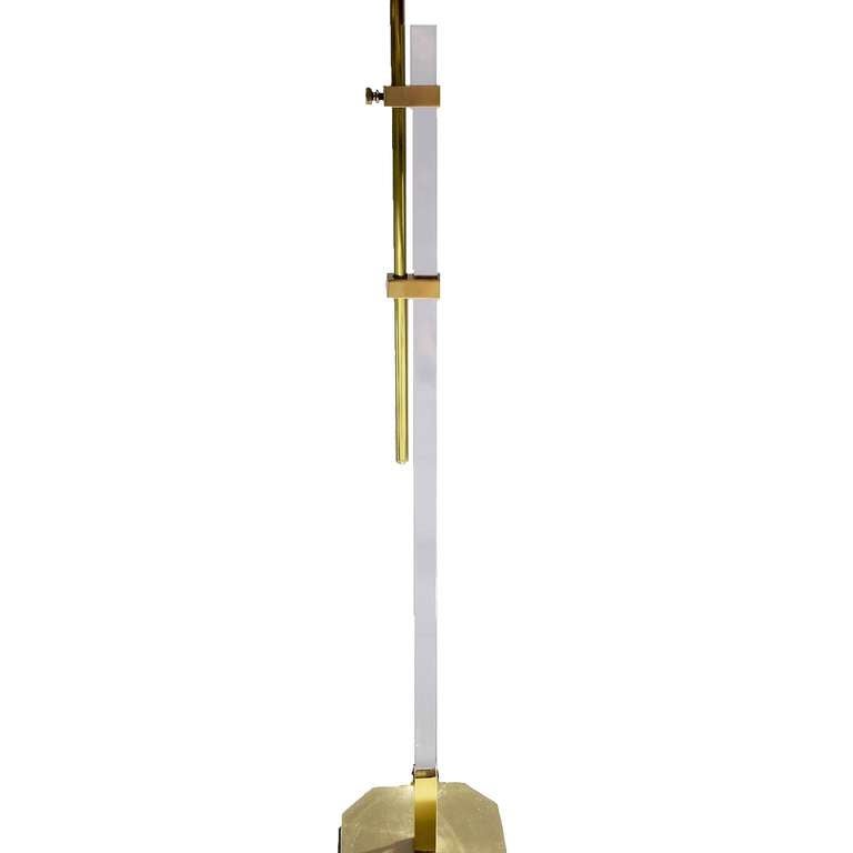 Mid-Century Modern Lucite and Brass Adjustable Floor Lamps