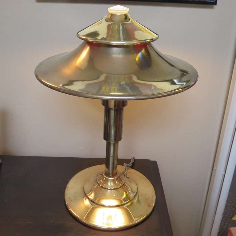 Brass Streamlined Art Deco Table Lamp by Kem Weber