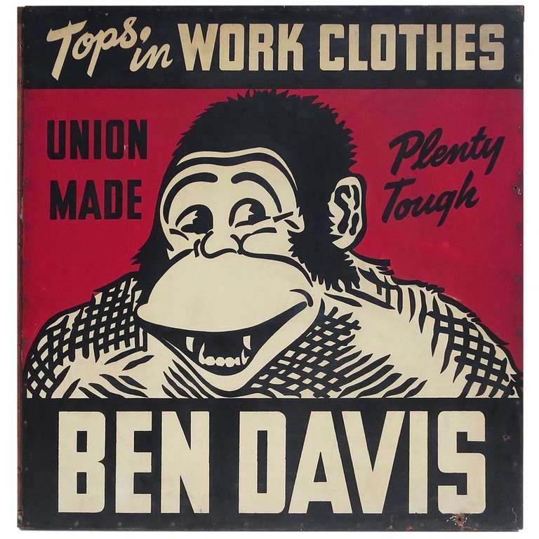 Ben Davis Work Clothes Painted Sign at 1stdibs