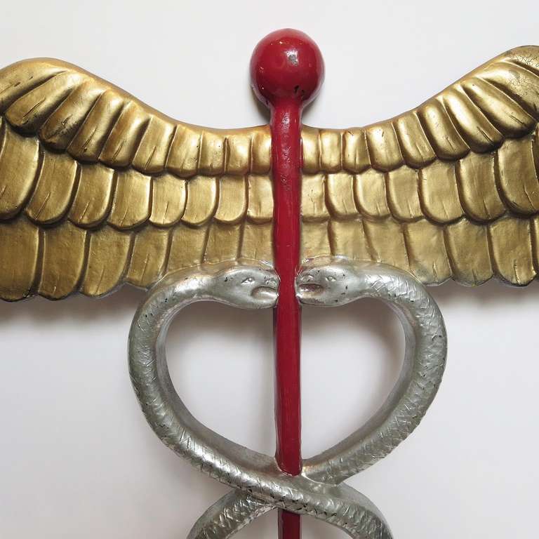 Large Medical Caduceus Wall Plaque In Good Condition In North Hollywood, CA
