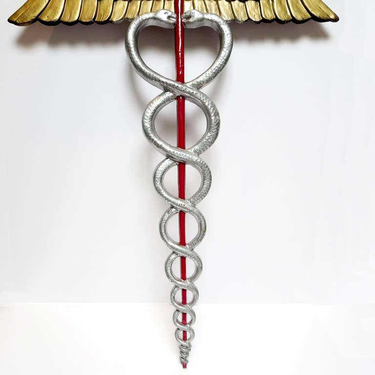 Mid-Century Modern Large Medical Caduceus Wall Plaque