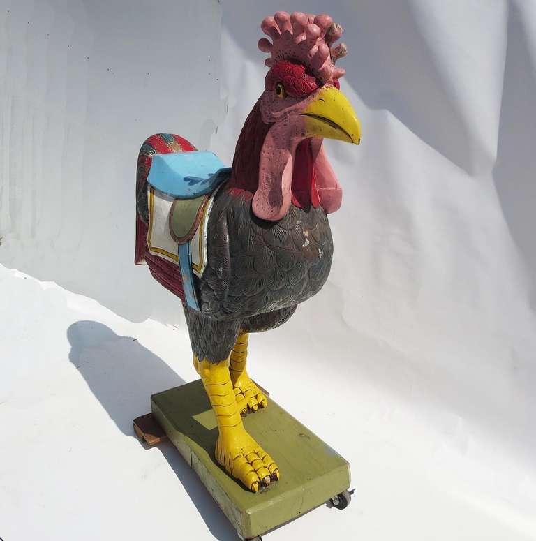 Carved and Painted Wooden Carousel Rooster 2