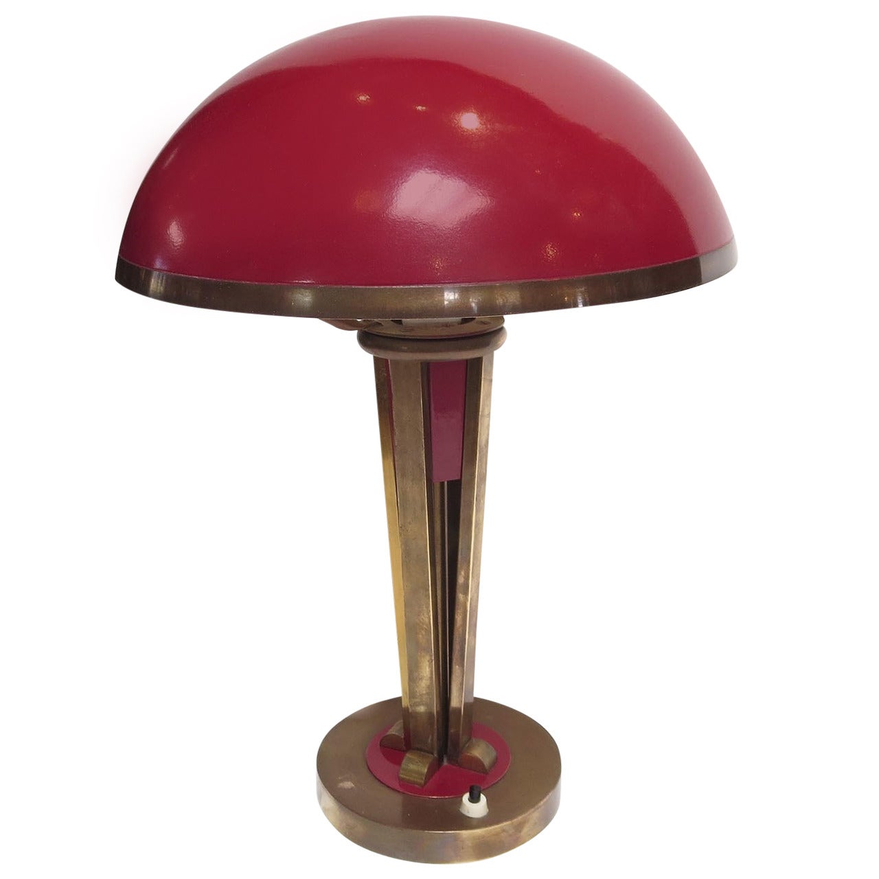 Stylish French Art Deco Table Lamp in Brass and Enamel