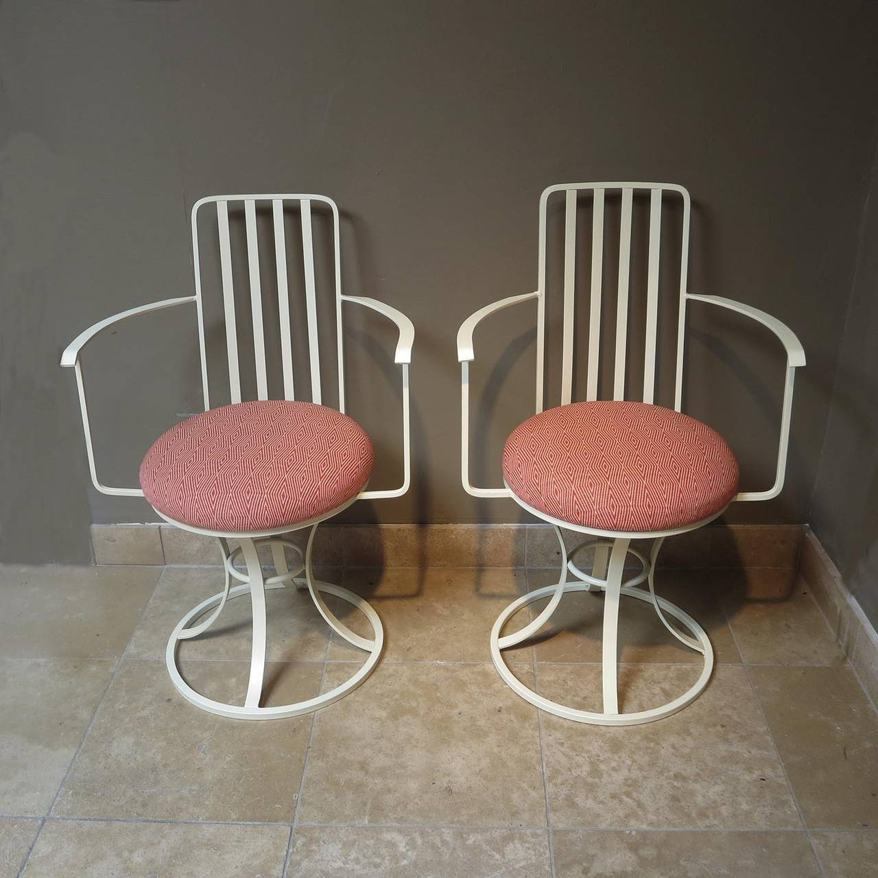 Mid-Century Set of Four Painted Iron Patio Chairs 1