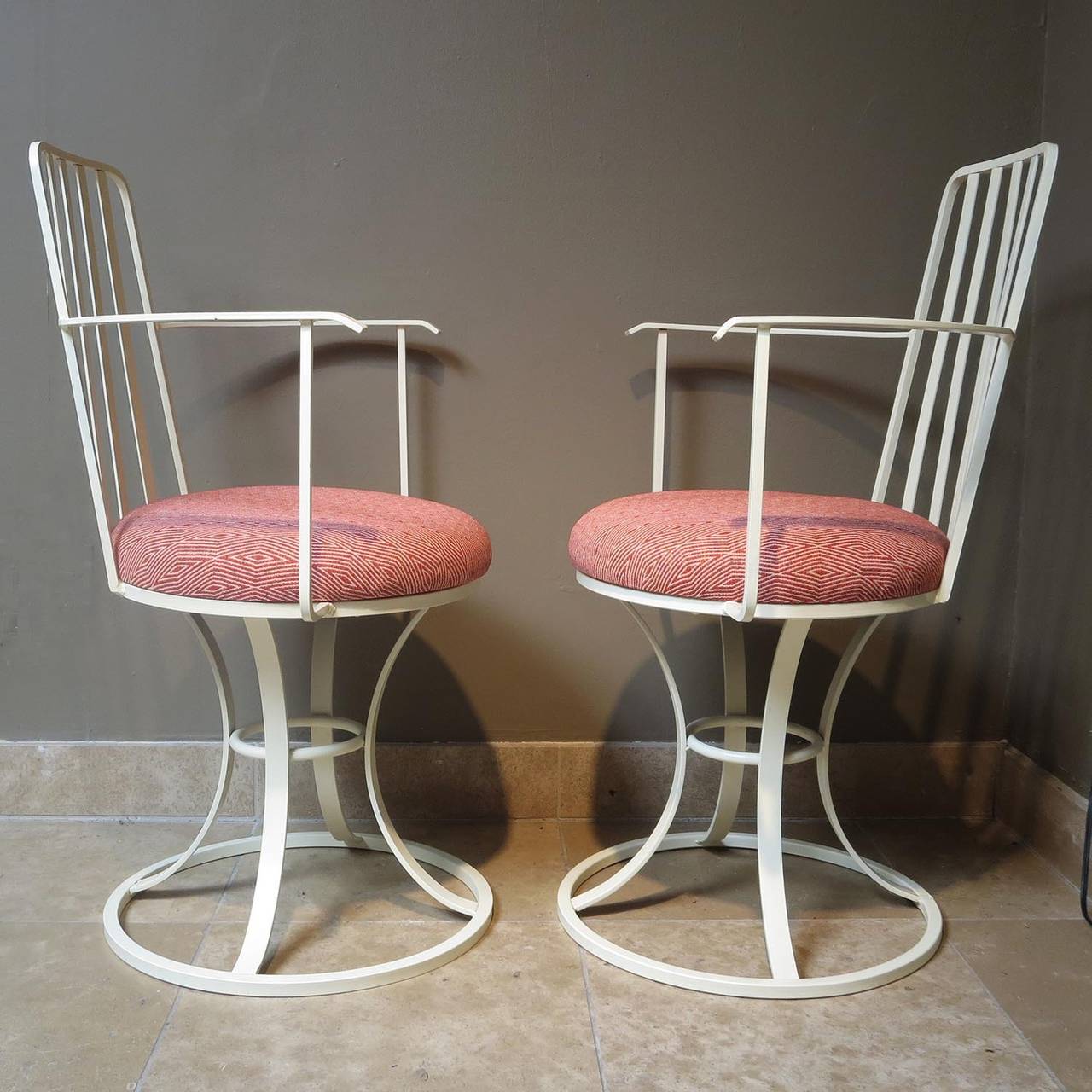 Mid-Century Set of Four Painted Iron Patio Chairs 4