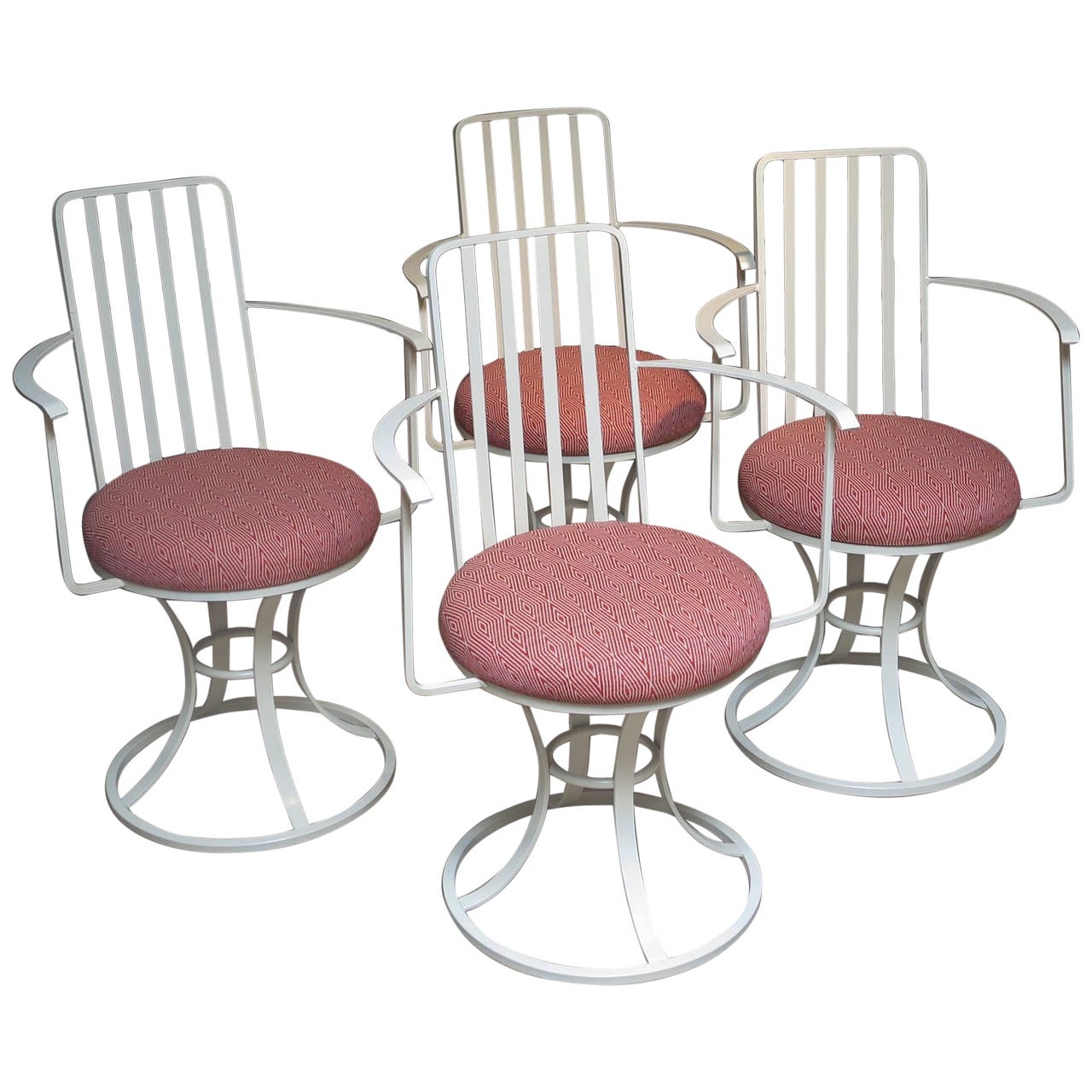 Mid-Century Set of Four Painted Iron Patio Chairs