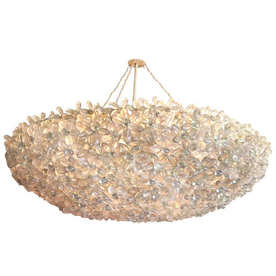 Large Lucite Floral "Neblina" Chandelier - Two Available