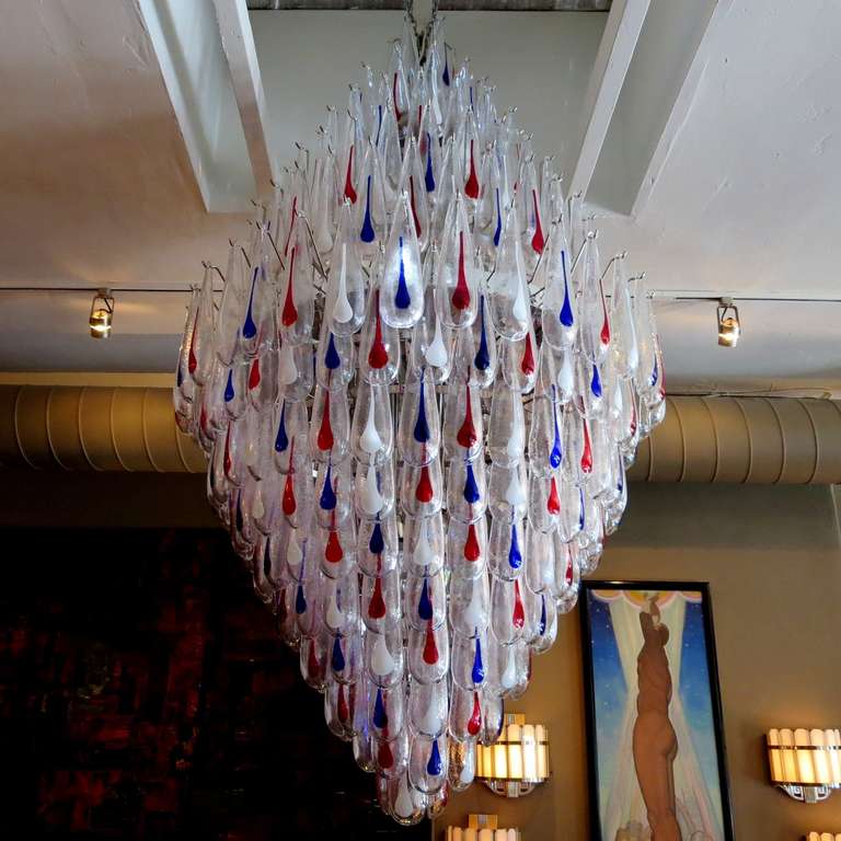 Mid-Century Modern Massive Multi Colored Murano Glass Chandelier