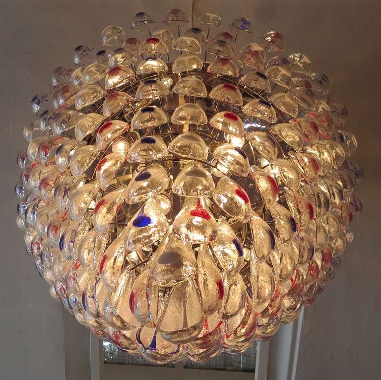 Massive Multi Colored Murano Glass Chandelier In Excellent Condition In North Hollywood, CA