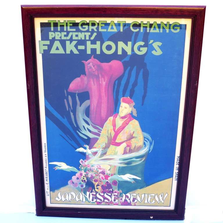 The Great Chang was a Panamanian illusionist who teamed up with fellow magician Fak - Hong to tour Europe in the 1920's and 1930's. This trio of lithographed posters are originals from the period, announcing the pairing of the two for a series of