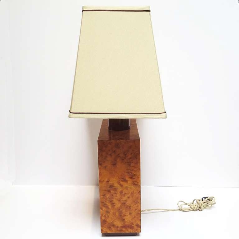 American Inlaid Burl Table Lamp by Andrew Szoeke, 1950s