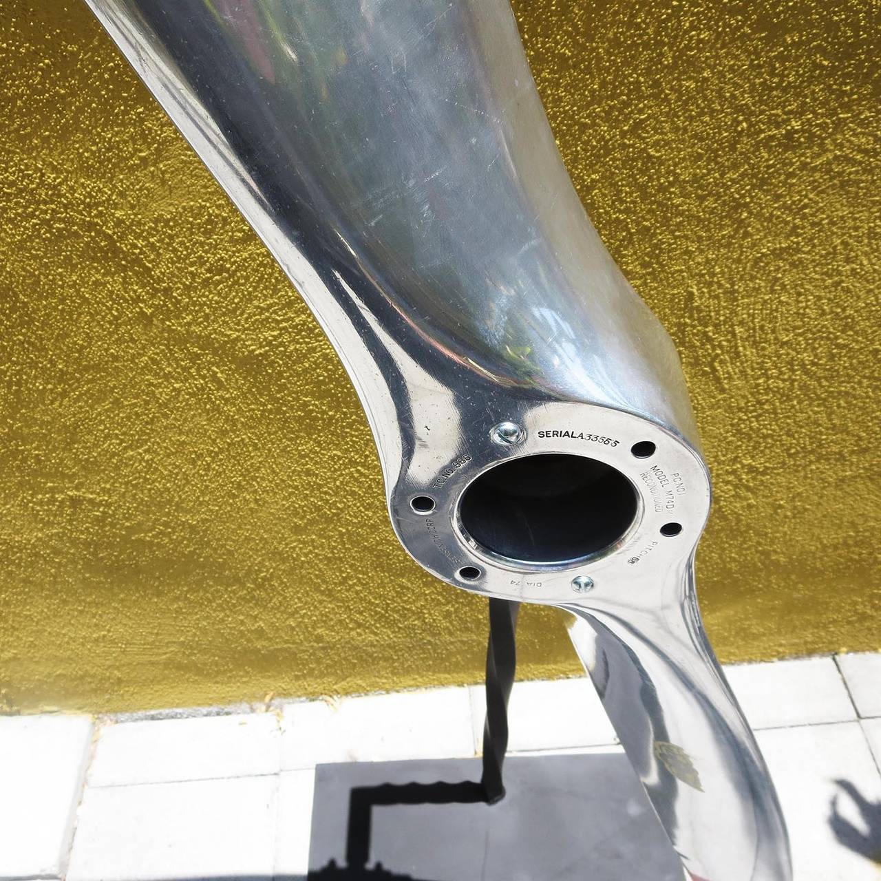 American Polished Aluminum Propellor on Display Stand