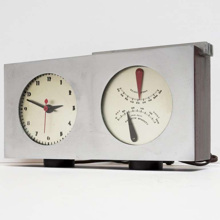 American Gilbert Rohde and Herman Miller Art Deco Table Clock and Barometer