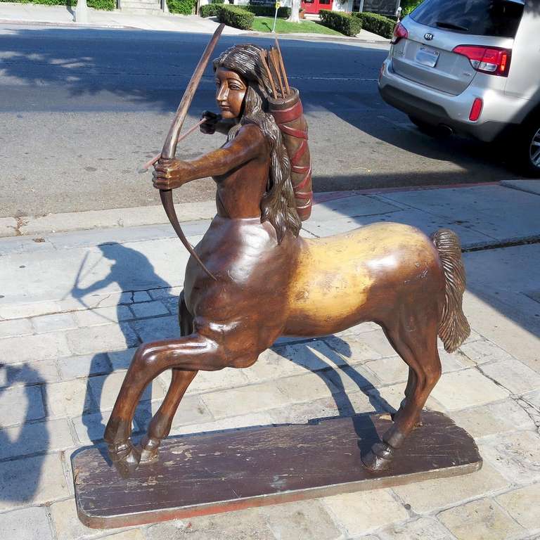 Amazing Large Carved Wood Centaur -ess Folk-art Sculpture For Sale 3