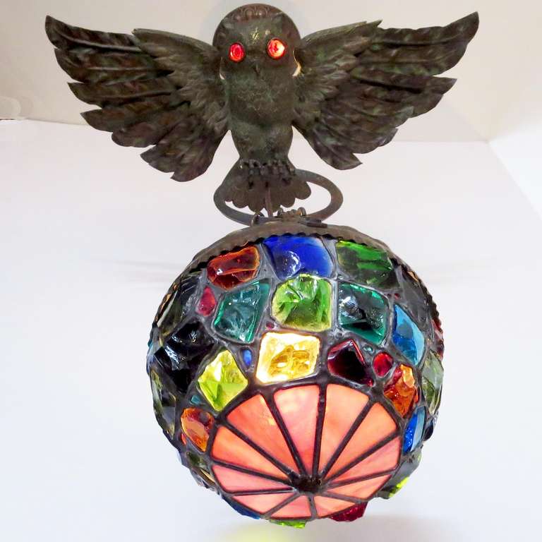 American Arts and Crafts Owl Hanging Lamp