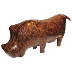 Vintage Leather Hippo Sculpture by Dimitri Omersa for Abercrombie & Fitch