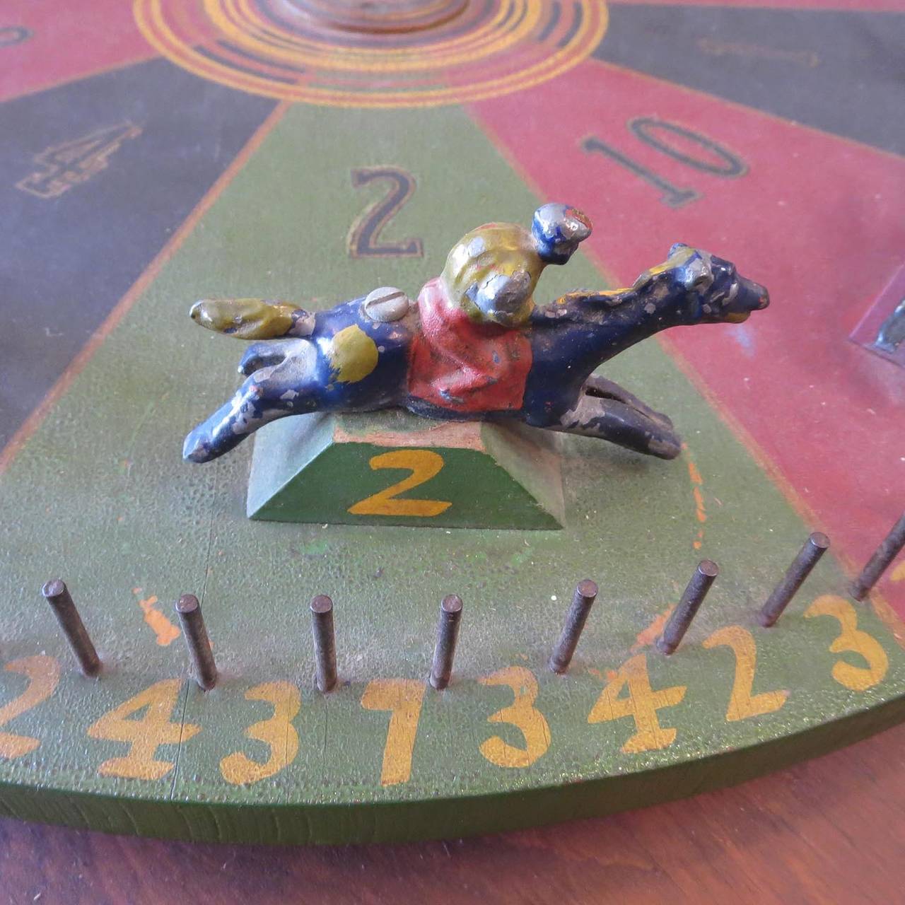 Early 20th Century Horse Racing Tabletop Gambling Wheel