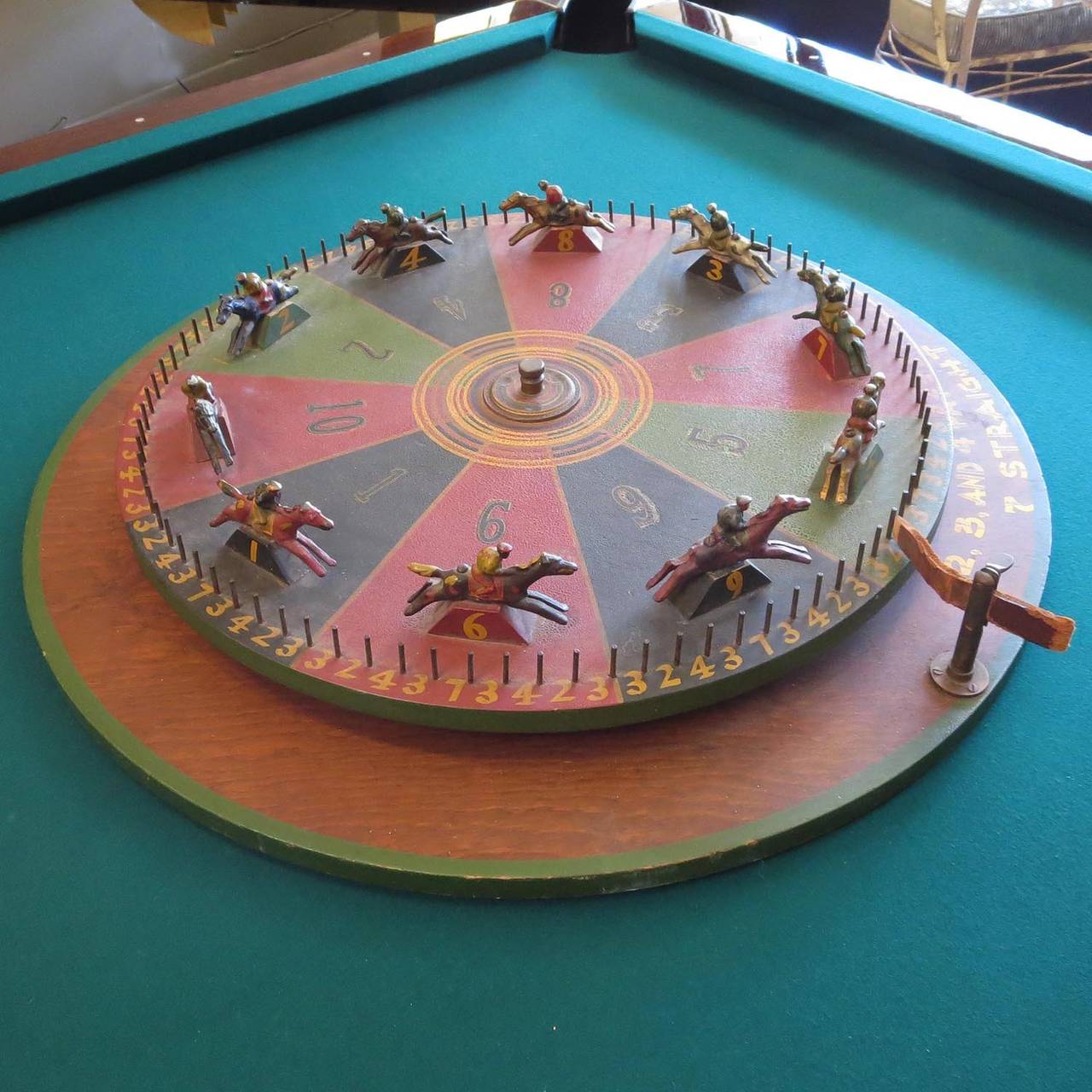 Wood Horse Racing Tabletop Gambling Wheel