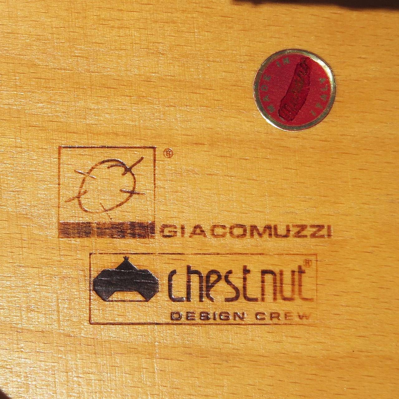 Chestnut Set of Eight Chairs by Luca and Paolo Giacomuzzi