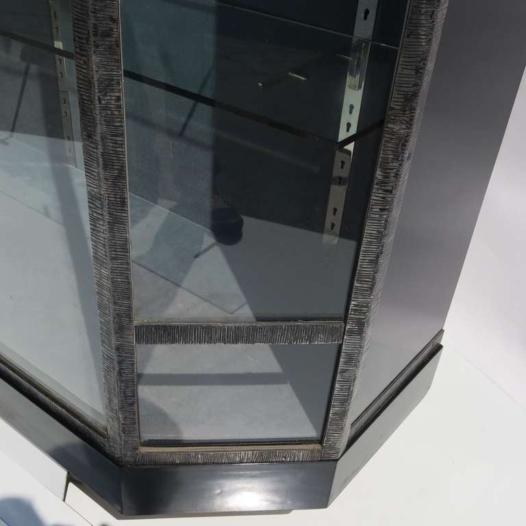 French Art Deco Showcase with Lalique Glass Doors For Sale