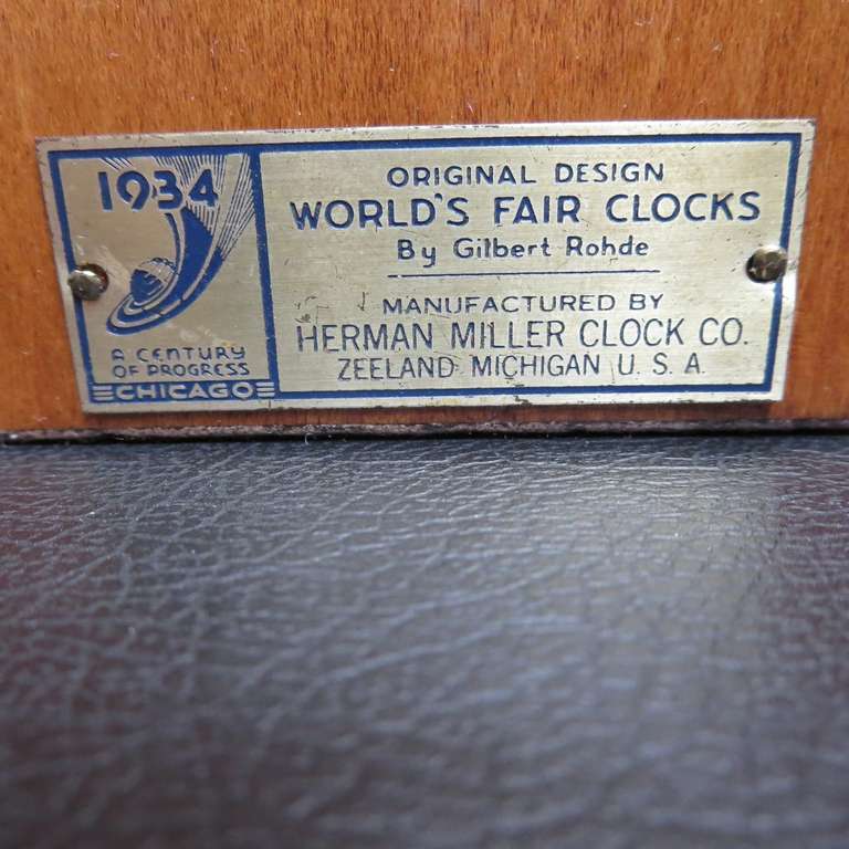 1934 Chicago Worlds Fair Art Deco Clock by Gilbert Rohde 1