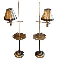 Vintage Art Deco Arrow Motif Lamp Tables in Silver Finish