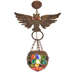 Arts and Crafts Owl Hanging Lamp
