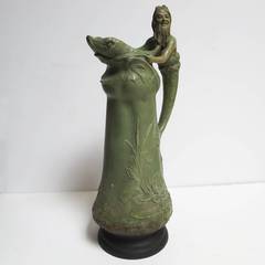 Art Nouveau Ceramic "Merman" Pitcher