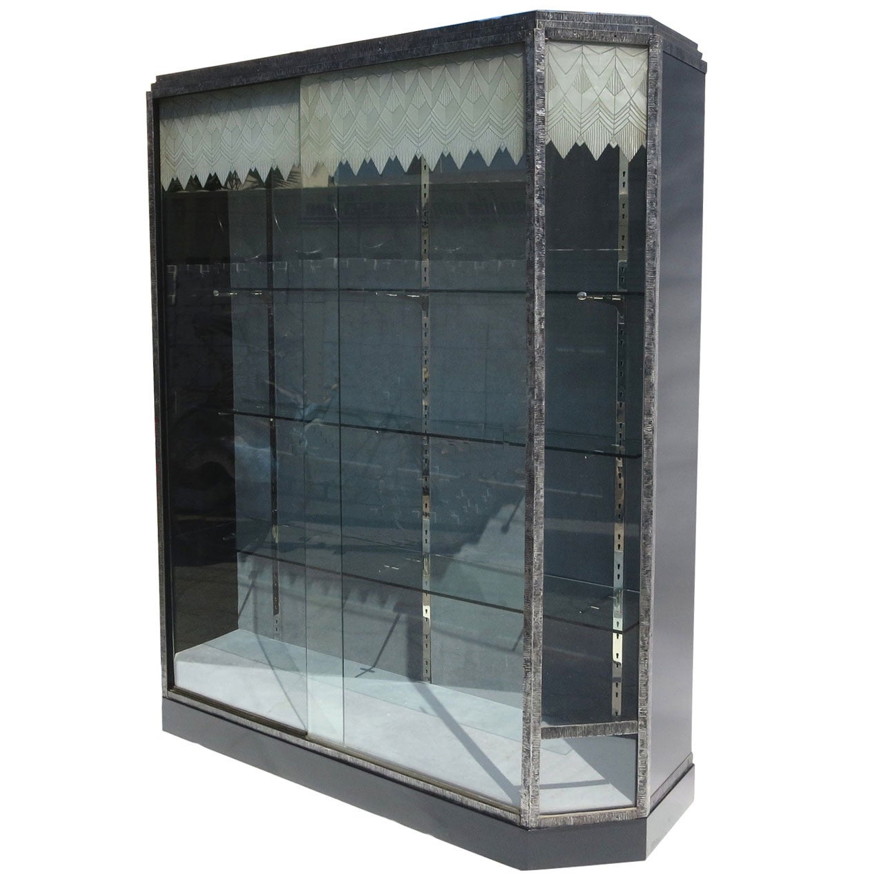 Art Deco Showcase with Lalique Glass Doors For Sale
