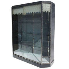 Antique Art Deco Showcase with Lalique Glass Doors