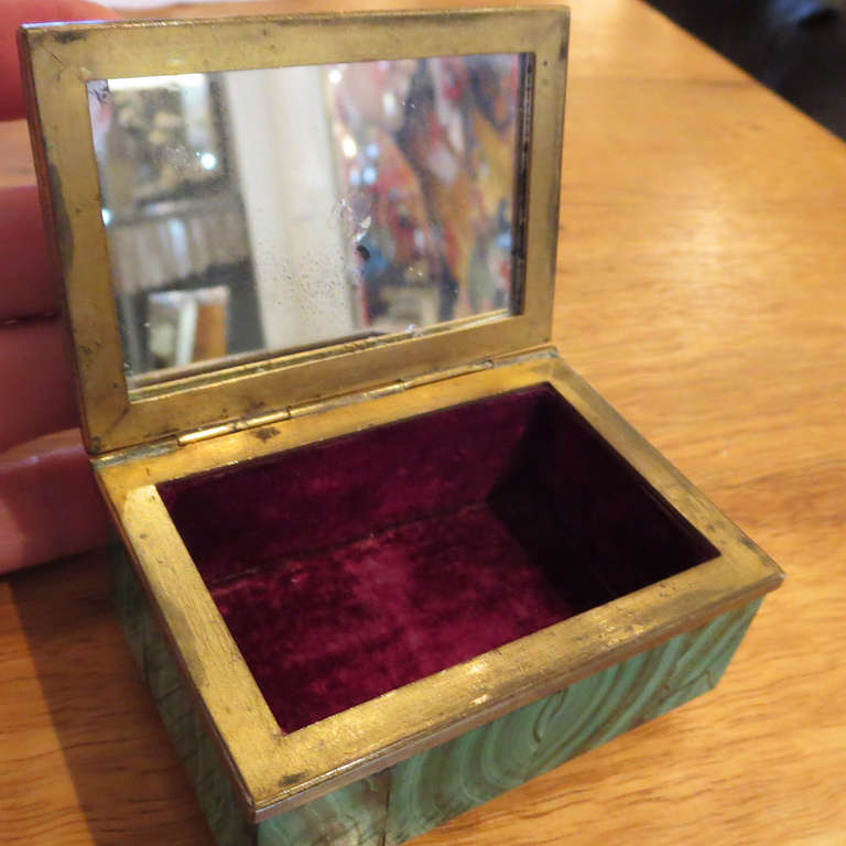 Malachite and Bronze Jewelry Box In Fair Condition In North Hollywood, CA