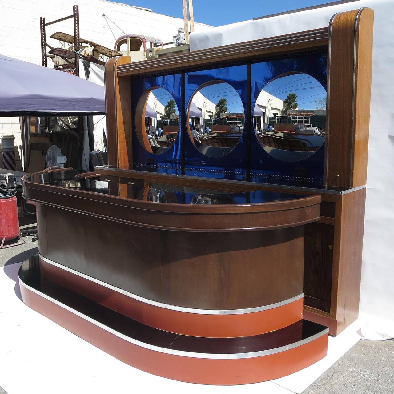 Art Deco Front and Back Bar with Stools at 1stdibs