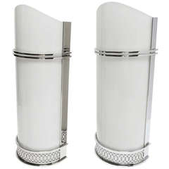 Art Deco Rounded Glass and Chrome Wall Sconces
