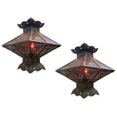Pair of Bronze Japanese Temple Lanterns