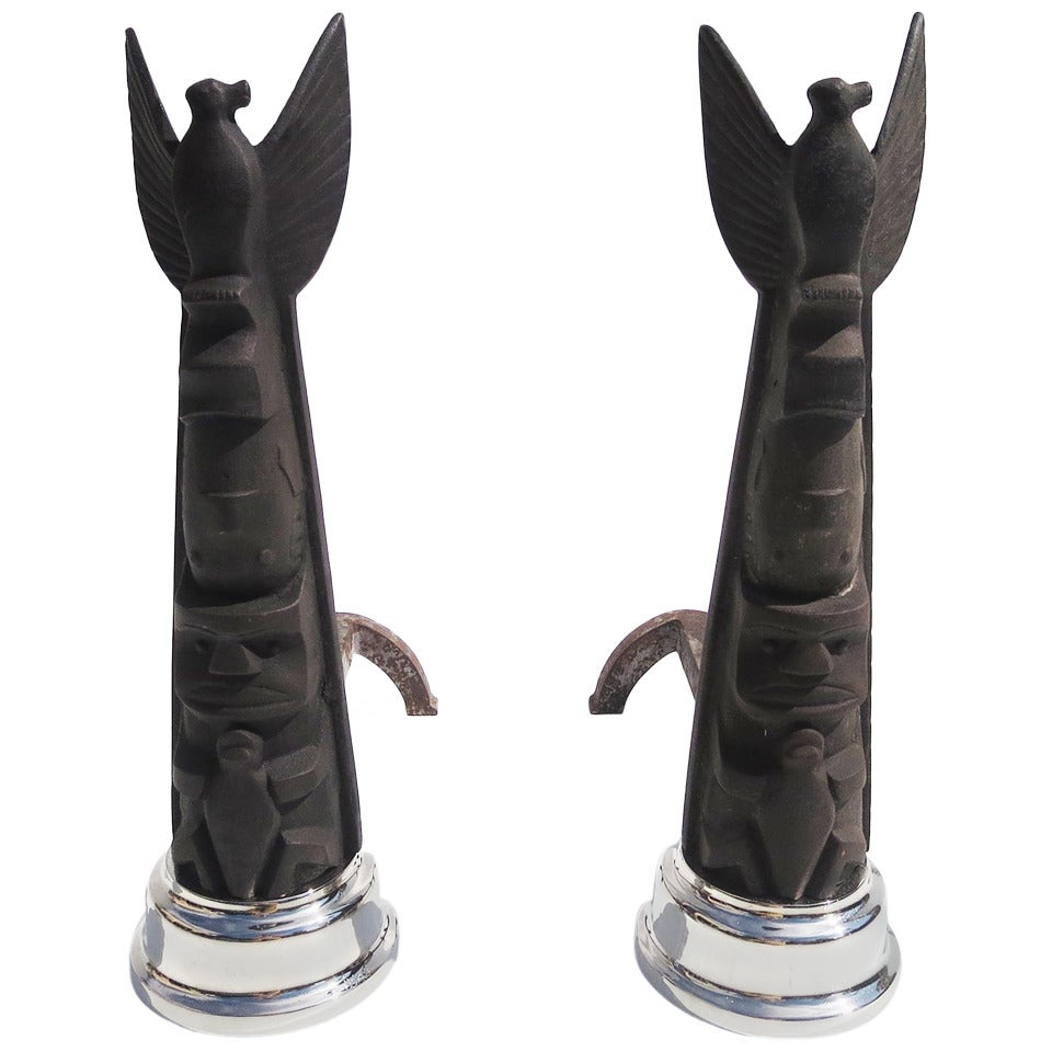 Art Deco Cubist Totem Andirons