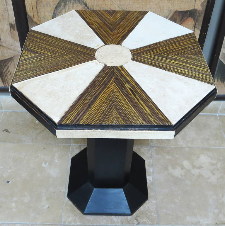 French Art Deco Occasional Table in Maccasar Ebony and Shagreen For Sale