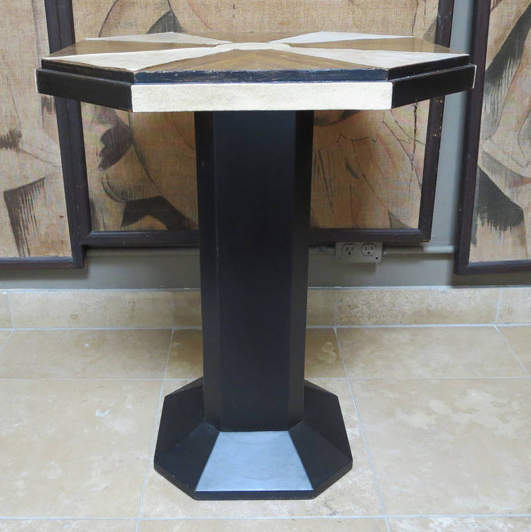 Art Deco Occasional Table in Maccasar Ebony and Shagreen In Good Condition For Sale In North Hollywood, CA
