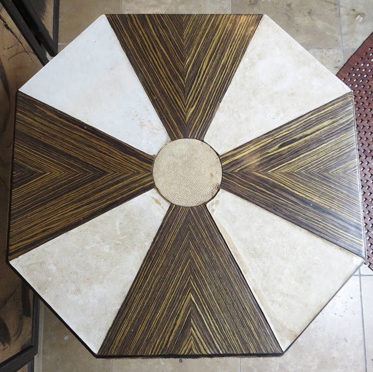 Mid-20th Century Art Deco Occasional Table in Maccasar Ebony and Shagreen For Sale