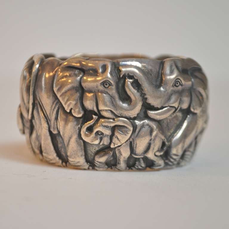 Signed Sterling Silver Elephant Napkin Rings at 1stDibs