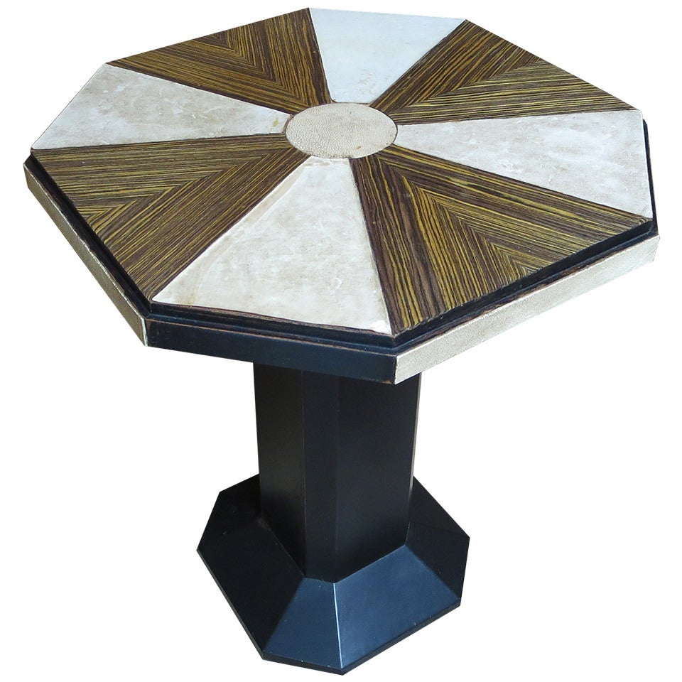 Art Deco Occasional Table in Maccasar Ebony and Shagreen For Sale
