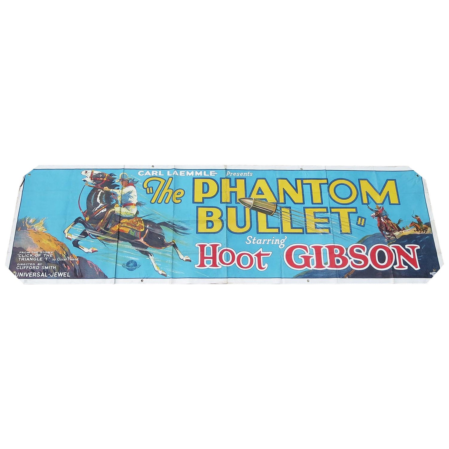 "The Phantom Bullet" Movie Advertising Banner Poster, 1926 For Sale