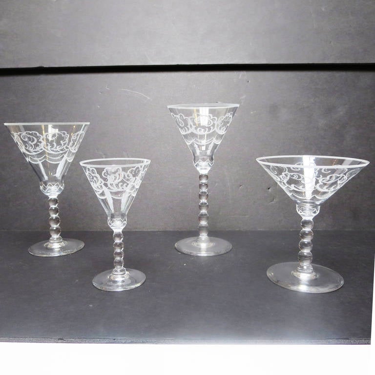 73 Orrefors Crystal Glasses 1924 Pattern by Simon Gate at