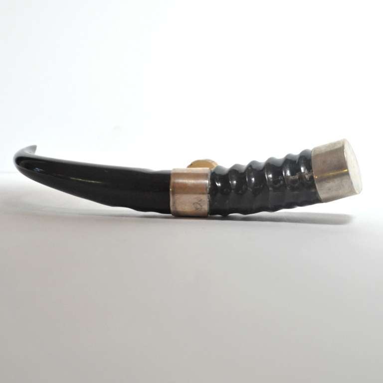 Mid-20th Century Horn and Sterling Silver Corkscrew For Sale